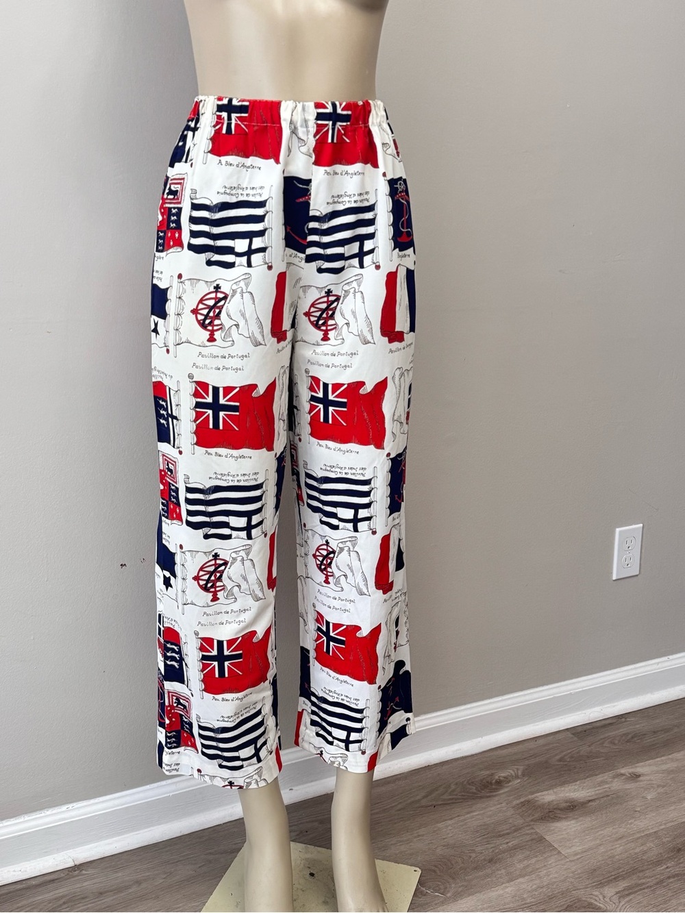 Nautical Flag Print Lounge Pants - Red, Navy, White